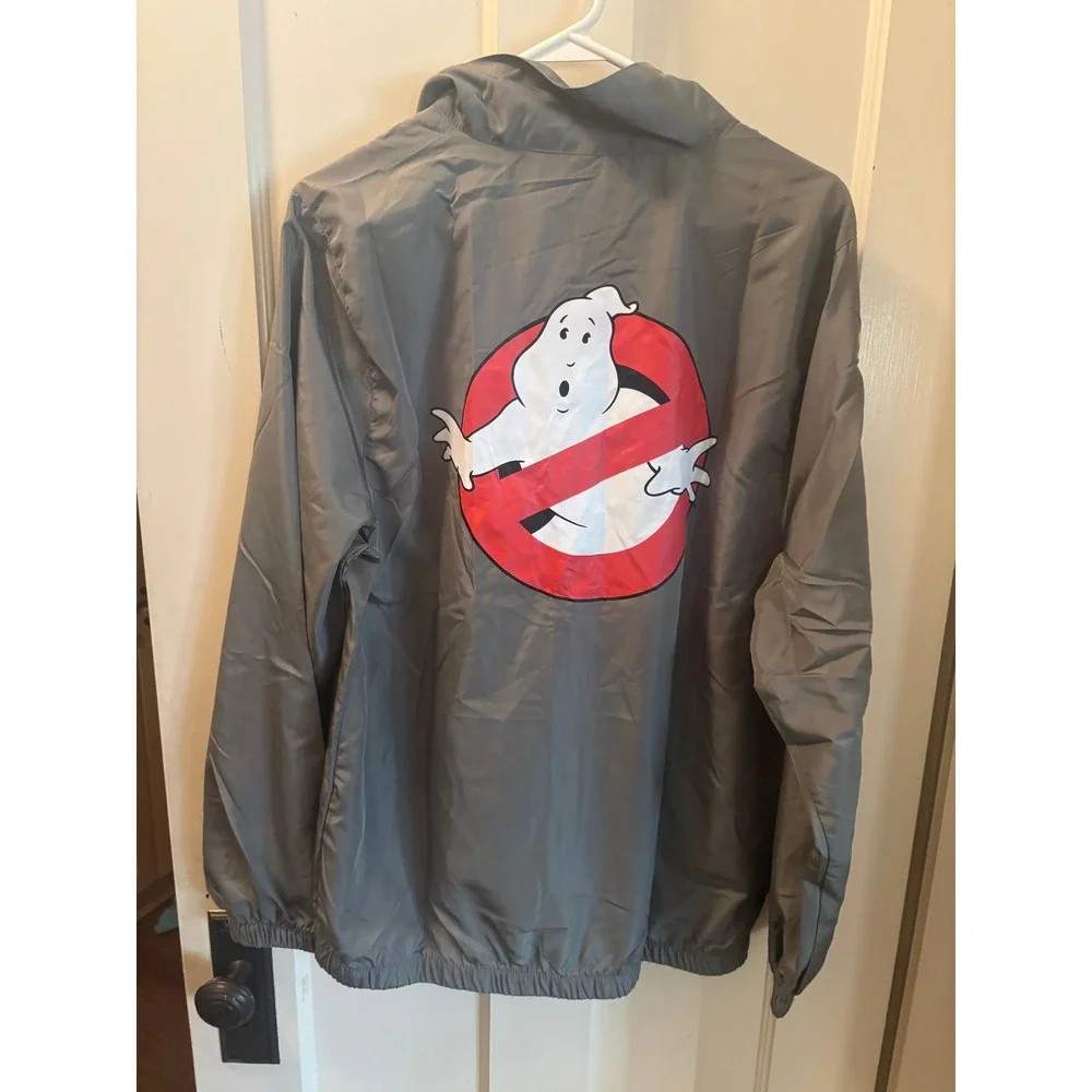 Ghostbusters LootWear Exclusive Windbreaker Jacket Gray Mens Medium Logo